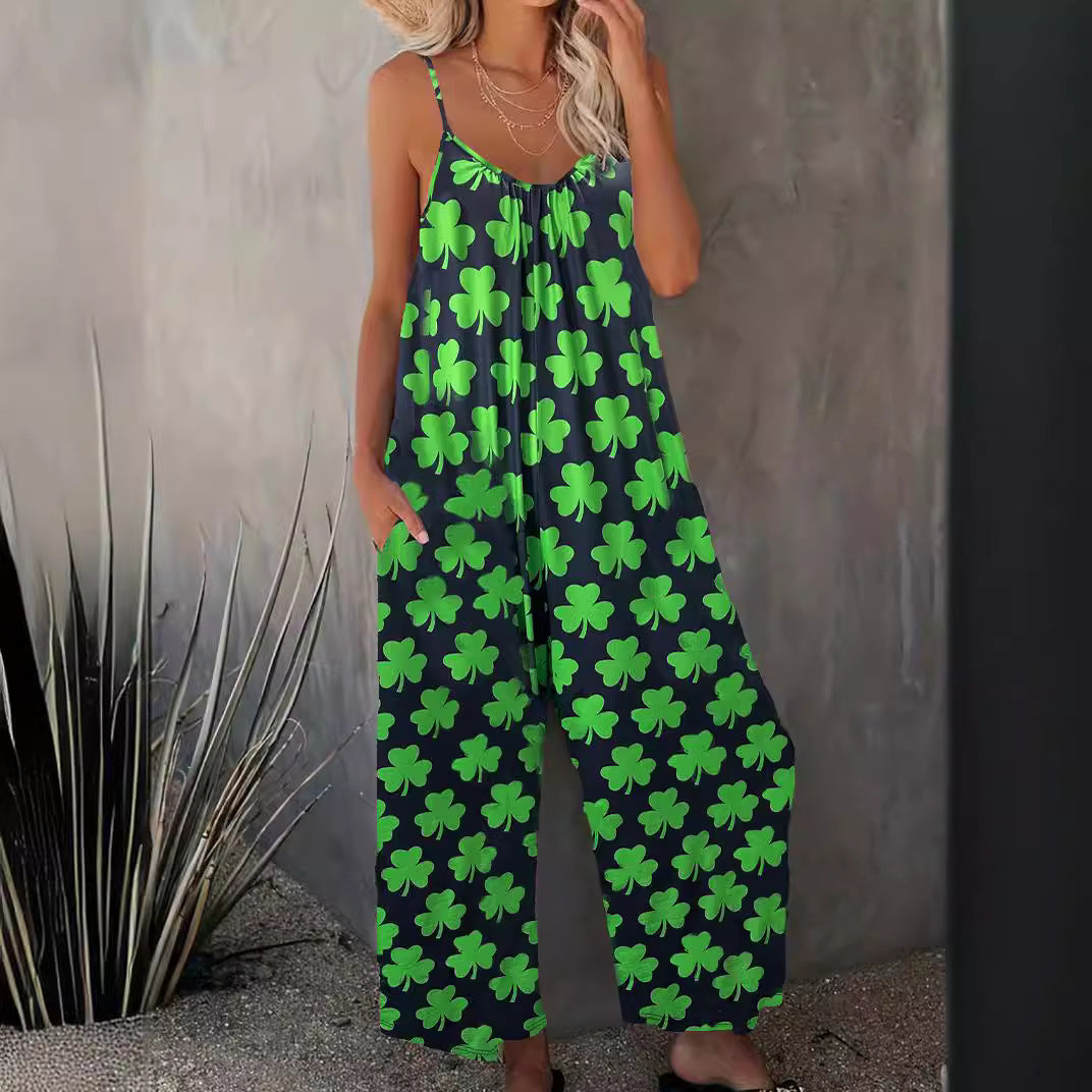 Dame Løs Jumpsuit med florale accenter og bredt ben Stilla