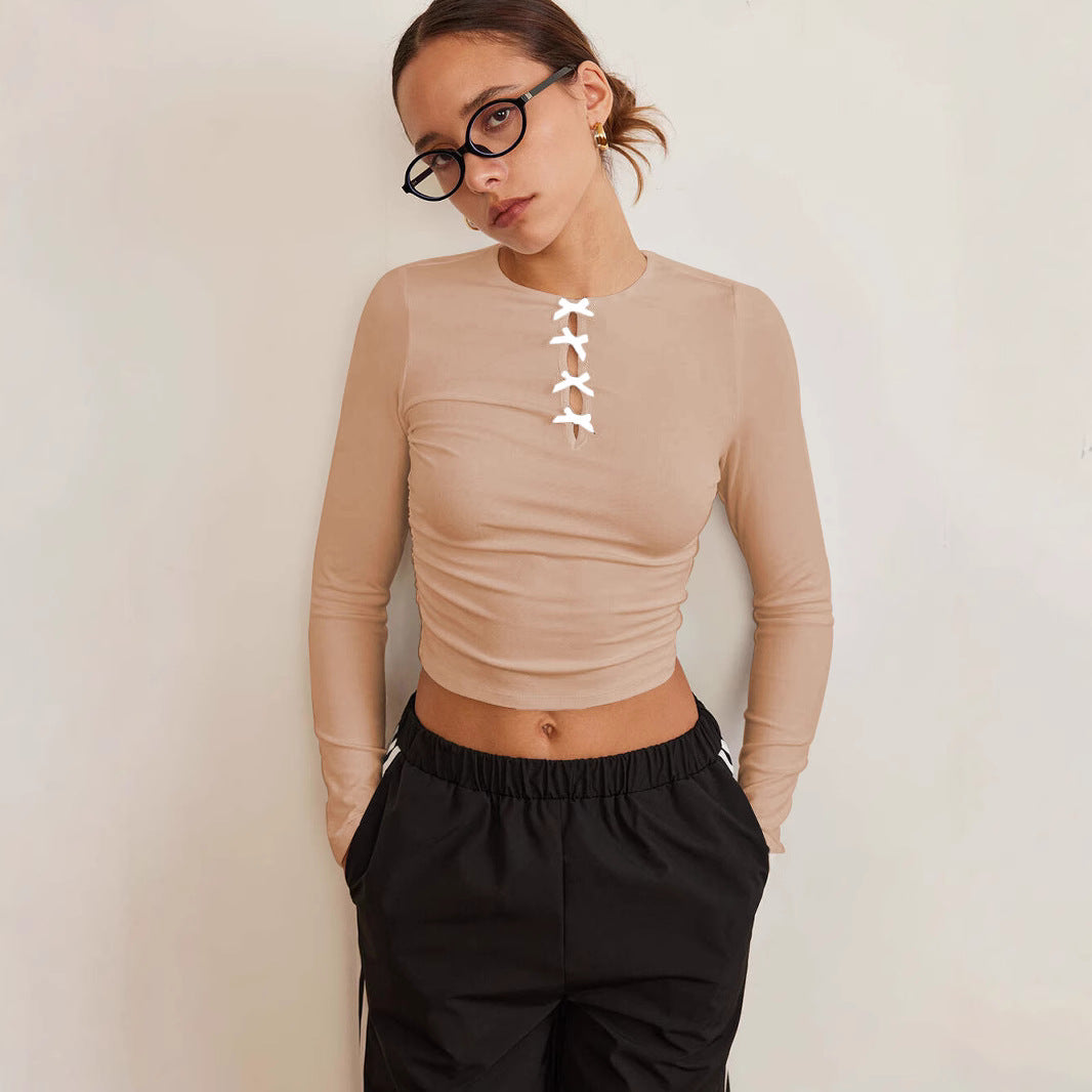 Dame afslappet longsleeve med unikke snøringer Stilla