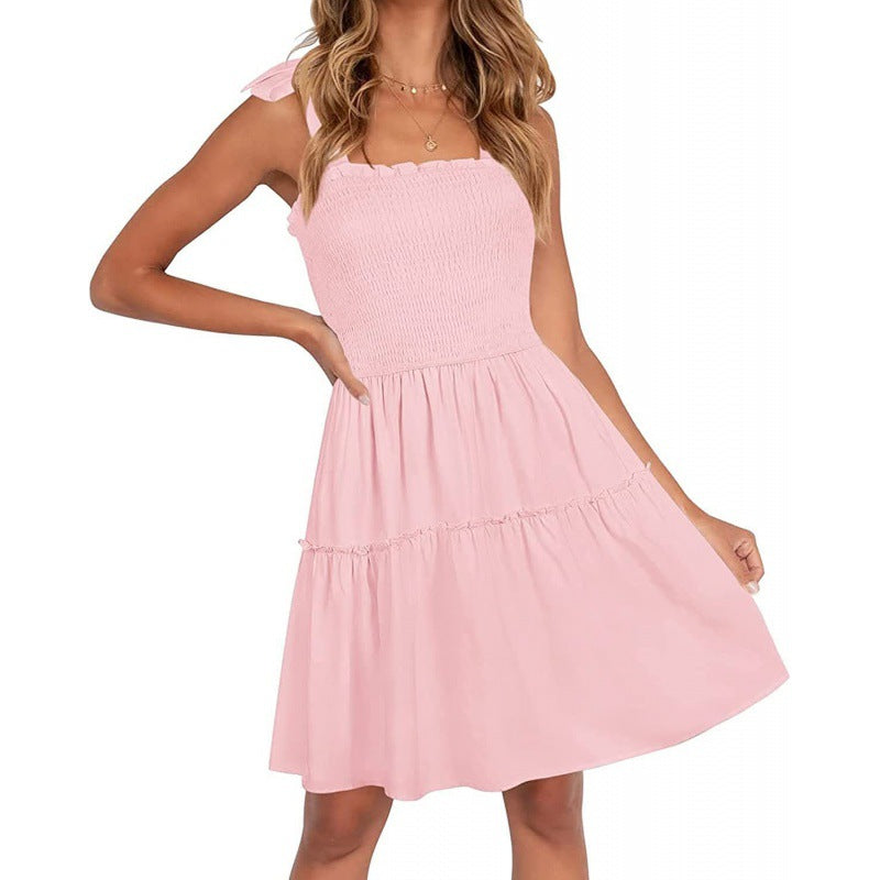 Dame afslappet sommerkjole med flæser og spaghettistropper Stilla