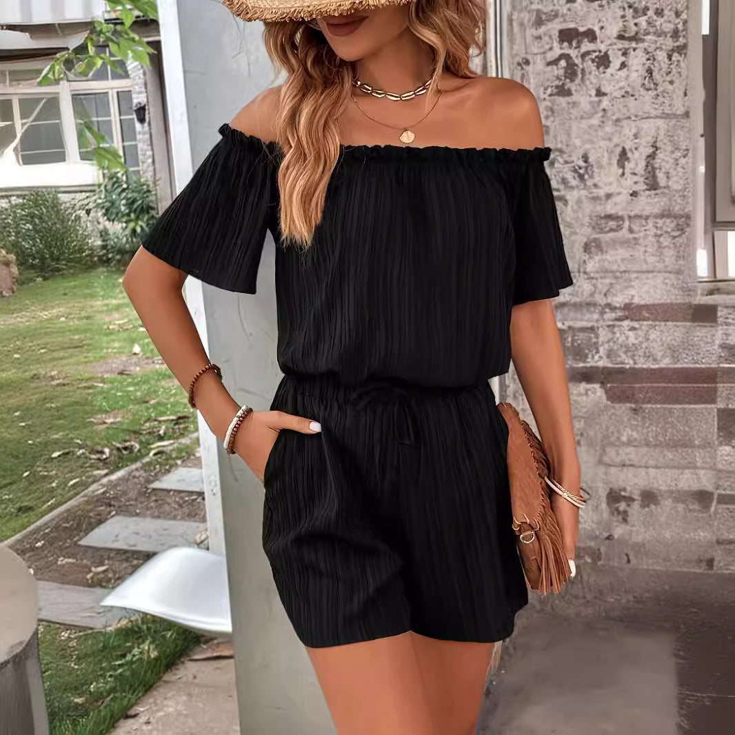 Dame Plisseret Off-Shoulder Jumpsuit Stilla