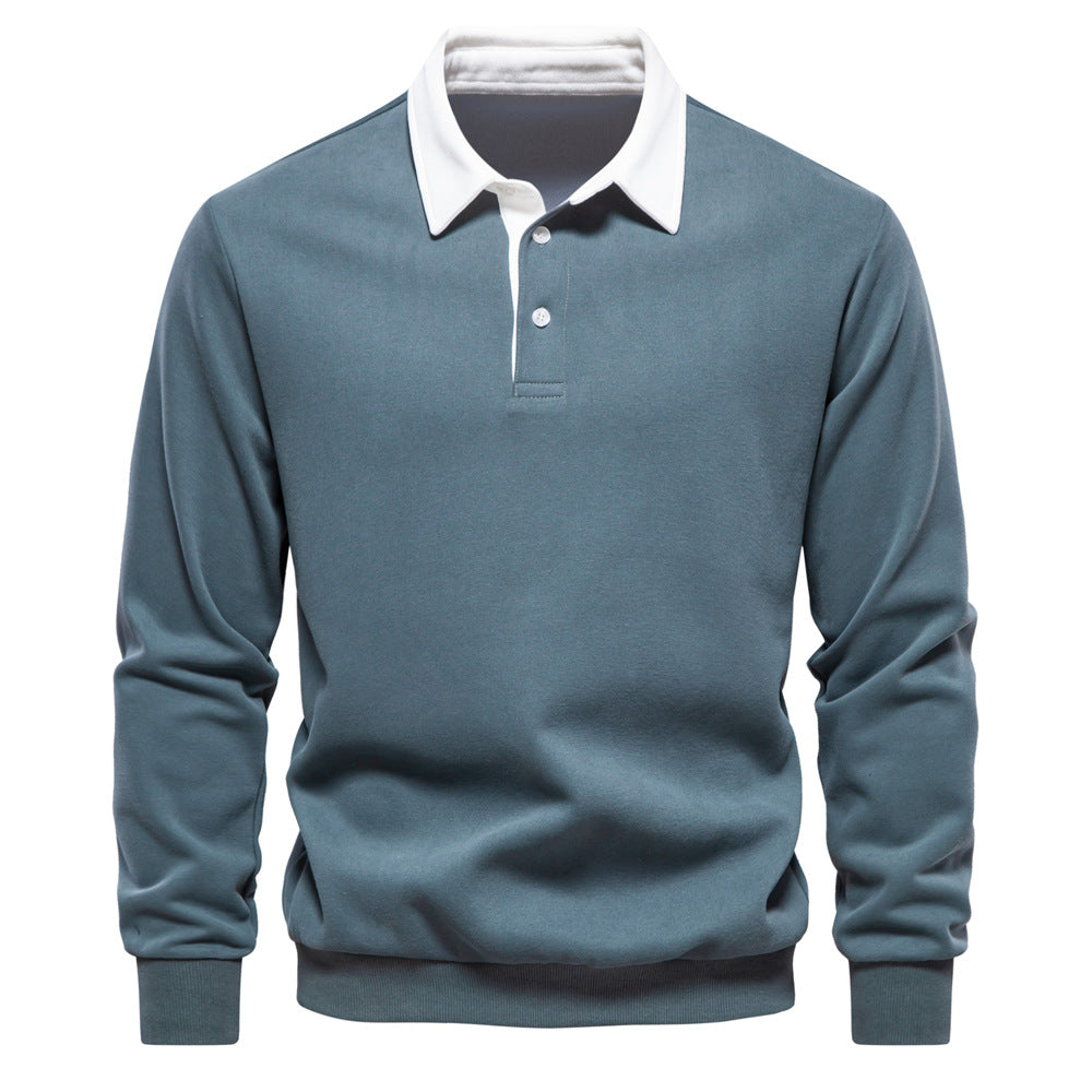 Herrer Langærmet Poloshirt med elegant krave og blød bomuldsblanding Stilla