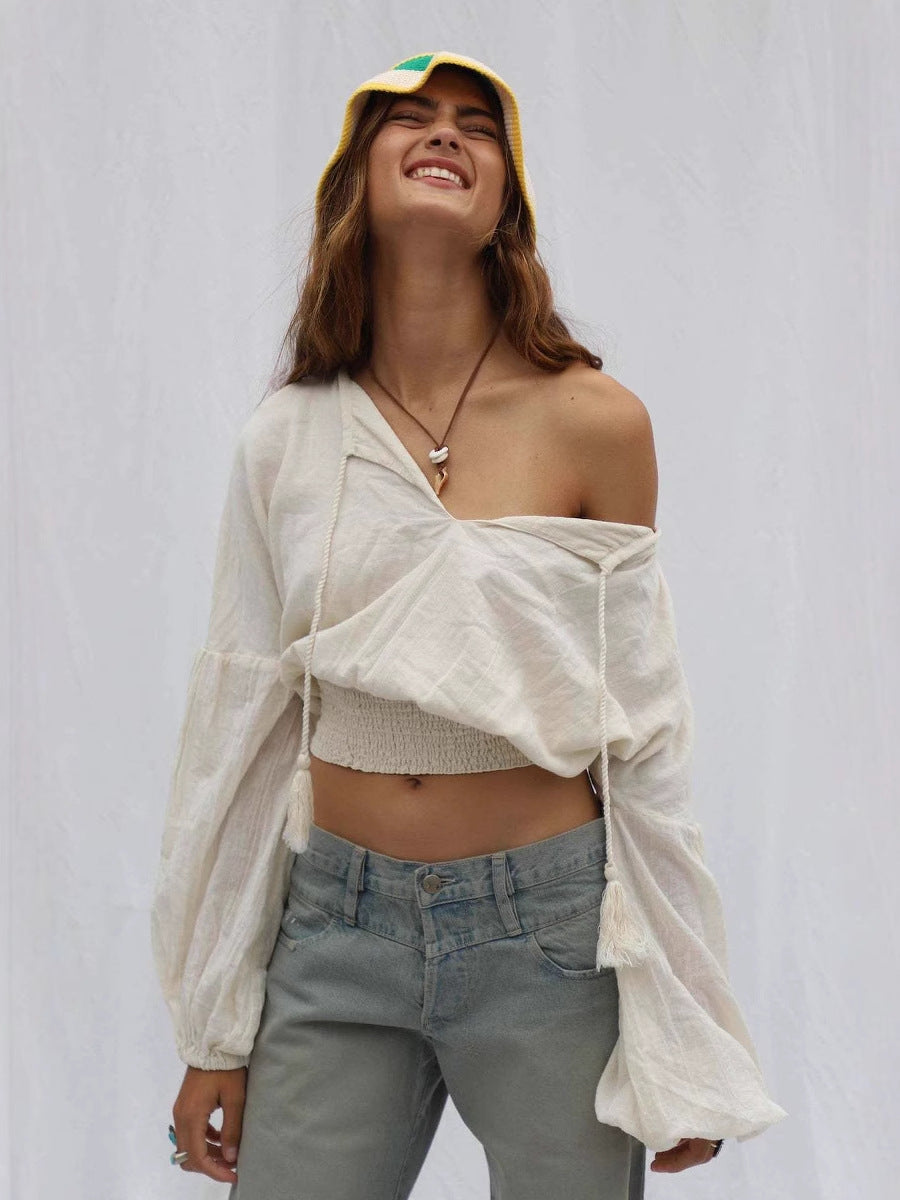 Dame afslappet og moderigtig crop-bluse Stilla