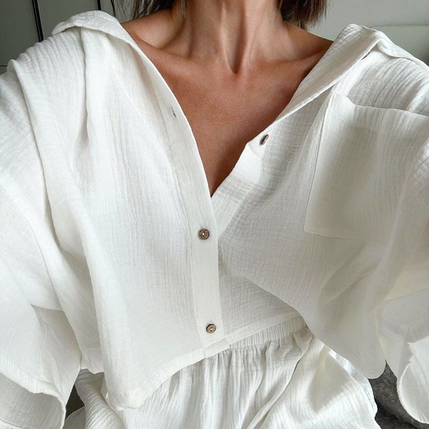 Dame afslappet jumpsuit-sæt med løs pasform og halvlange ærmer bluse Stilla