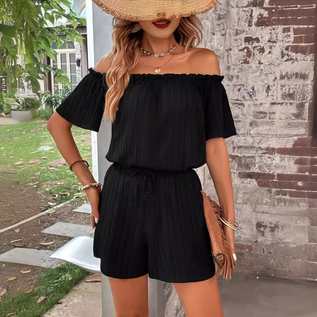 Dame Plisseret Off-Shoulder Jumpsuit Stilla
