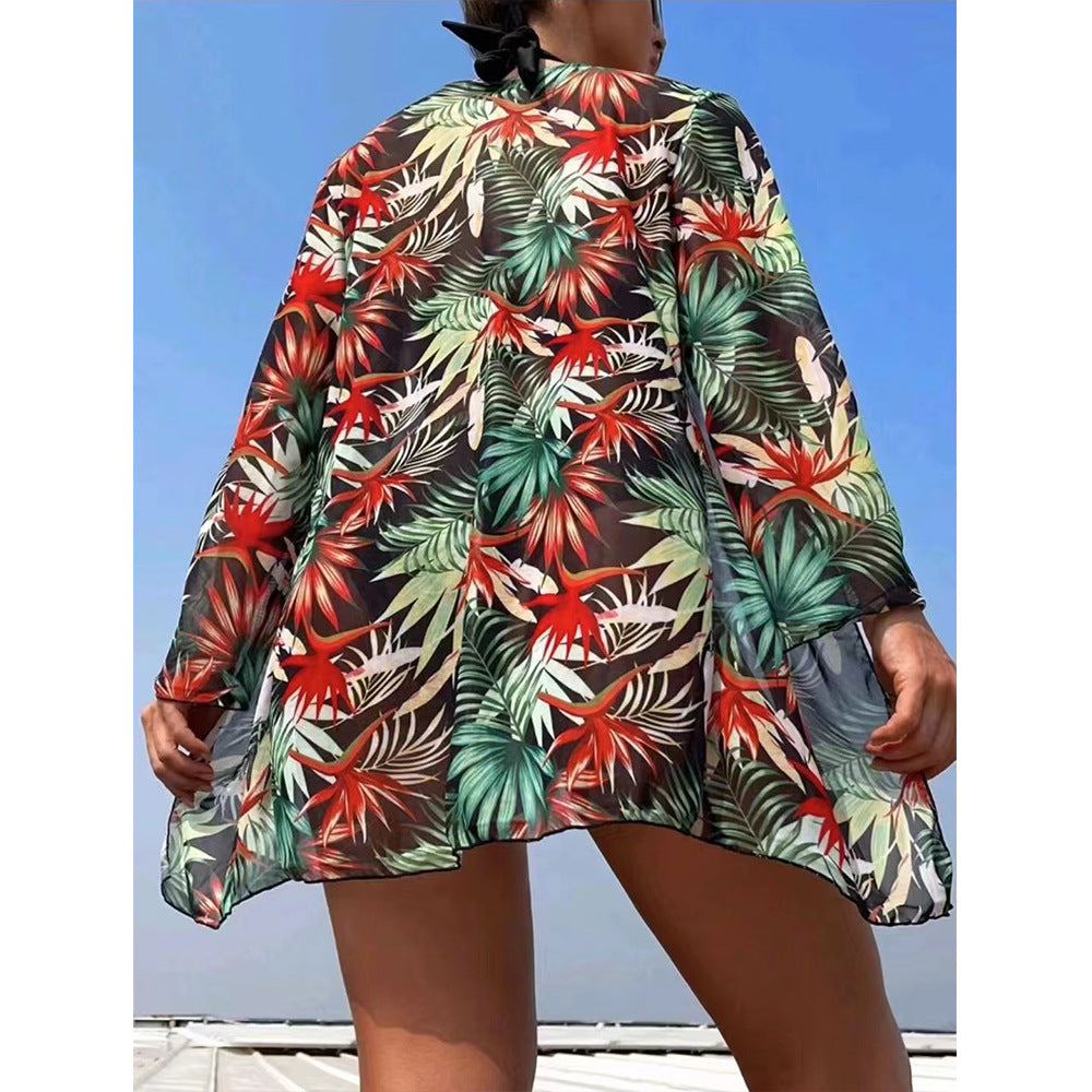 Damer bikini-sæt med floral overtræk og høj talje Stilla