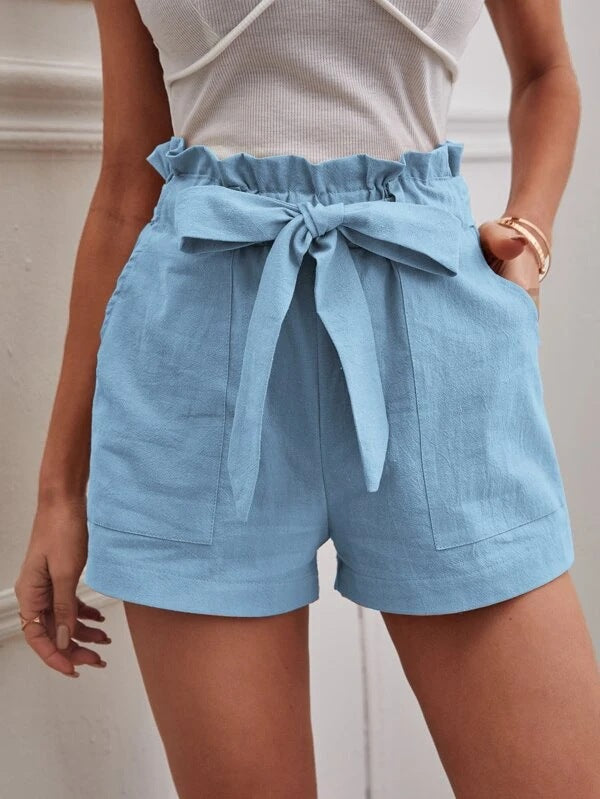 Dame højtaljede shorts med bundet detalje Stilla