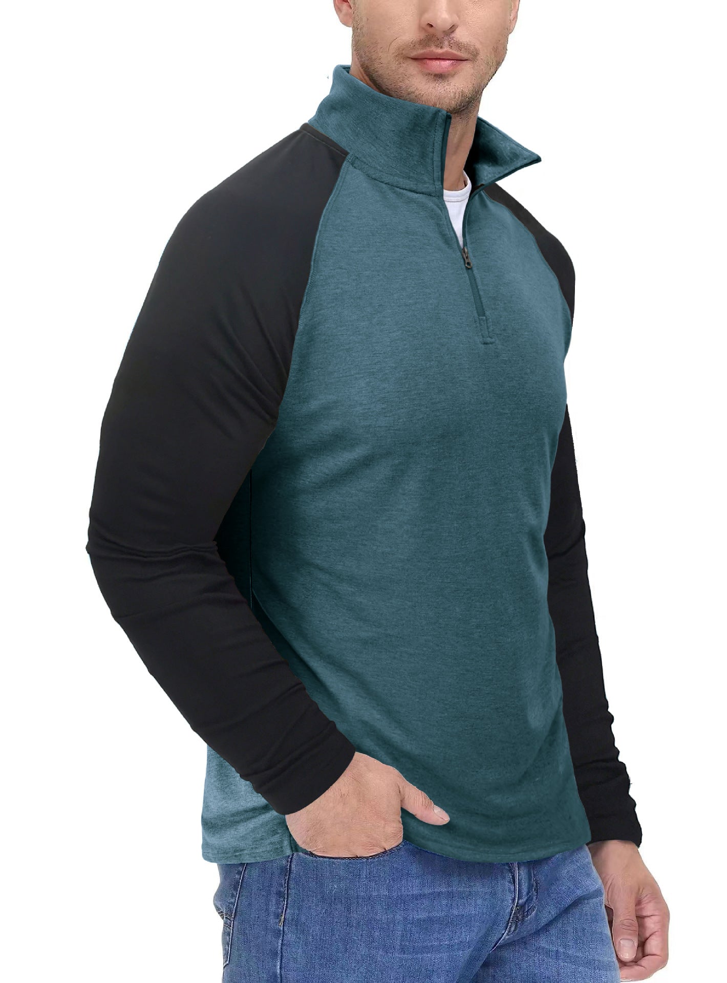 Herrer Sporty Langærmet Sweatshirt med halv lynlås og ergonomisk snit Stilla