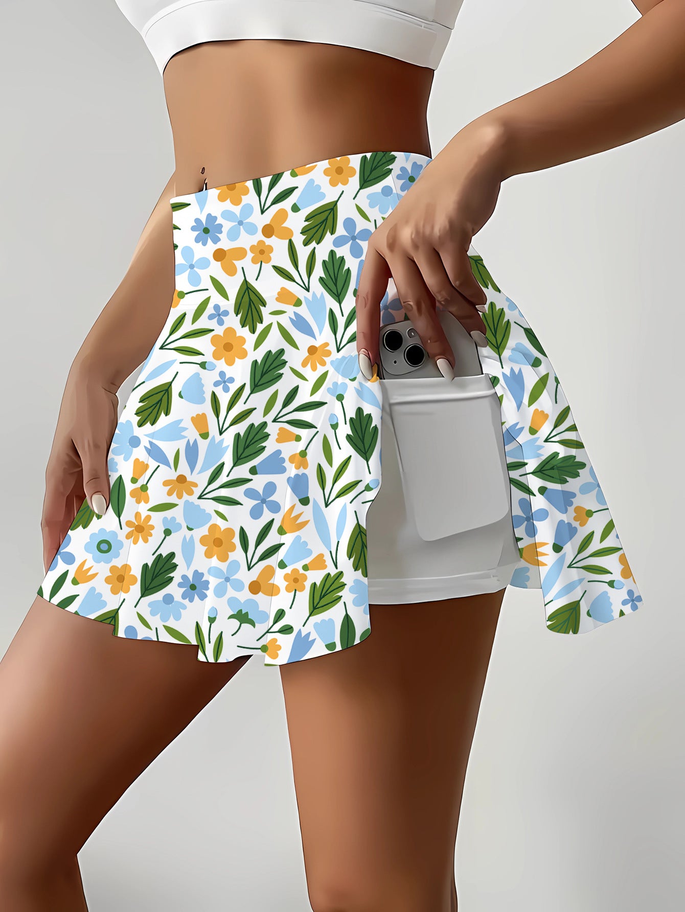 Femme Floral Print Skater nederdel Stilla