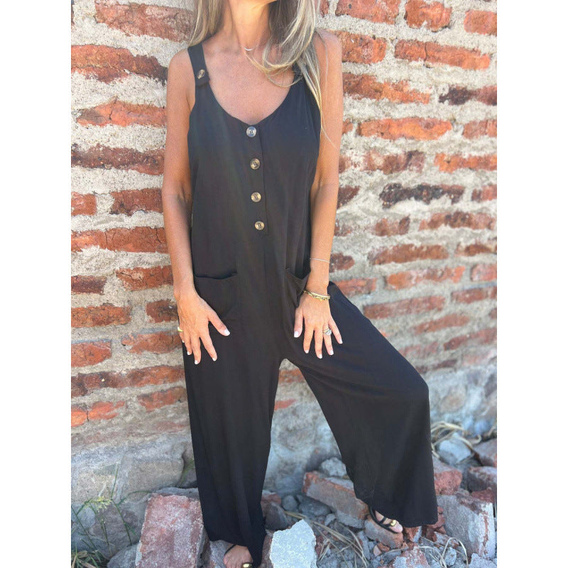 Dame Fritid Knap-op Jumpsuit Stilla