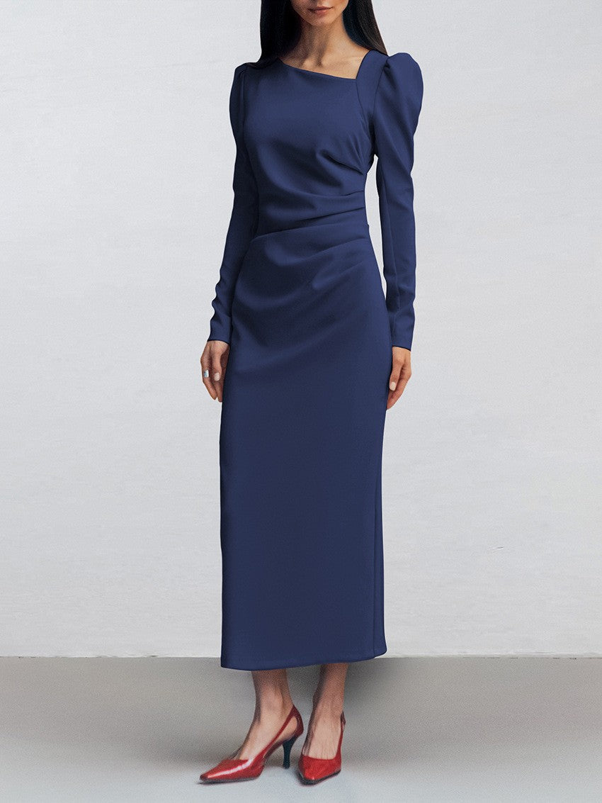 Dame Elegant Langærmet Maxikjole i minimalistisk design Stilla