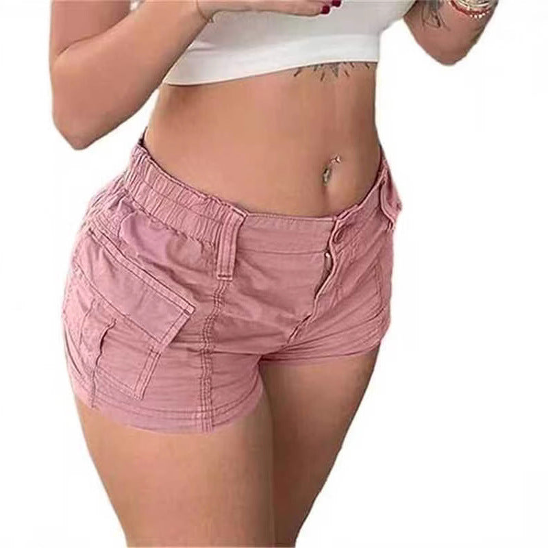 Dame Korte Cargo-Shorts med elastisk taljebånd og praktiske lommer Stilla