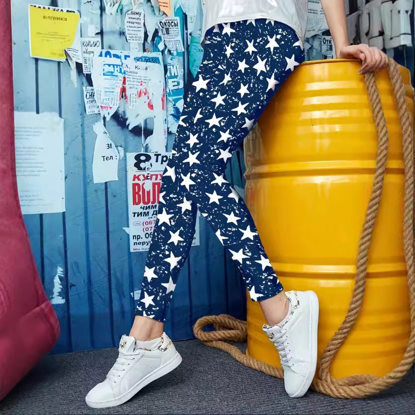 Dame leggings med stjernetryk og høj talje Stilla