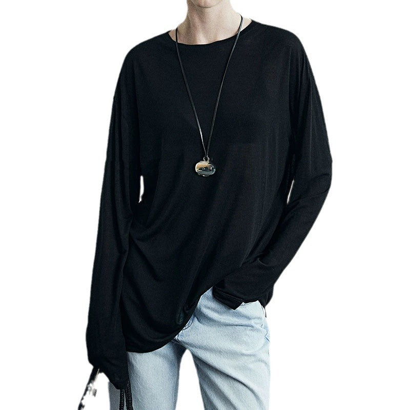 Dame afslappet langærmet skjorte med elegant snit Stilla