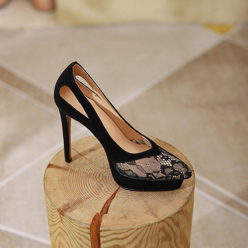 Femme Højglans Spids-Kant Stiletto Pumps Stilla