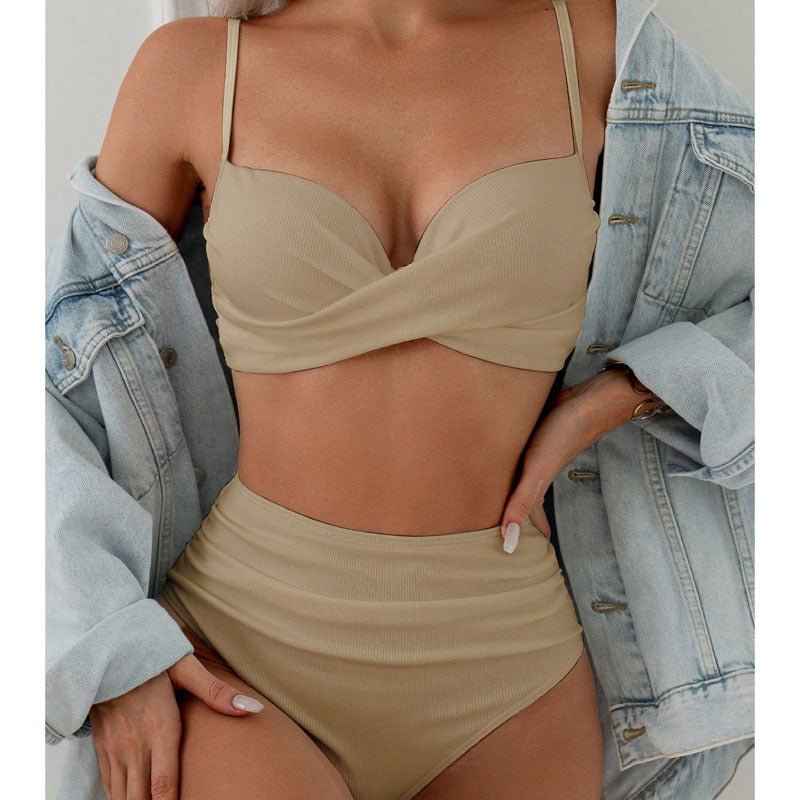 Dame Højtaljet Bikini-sæt med elegant Vævetop Stilla