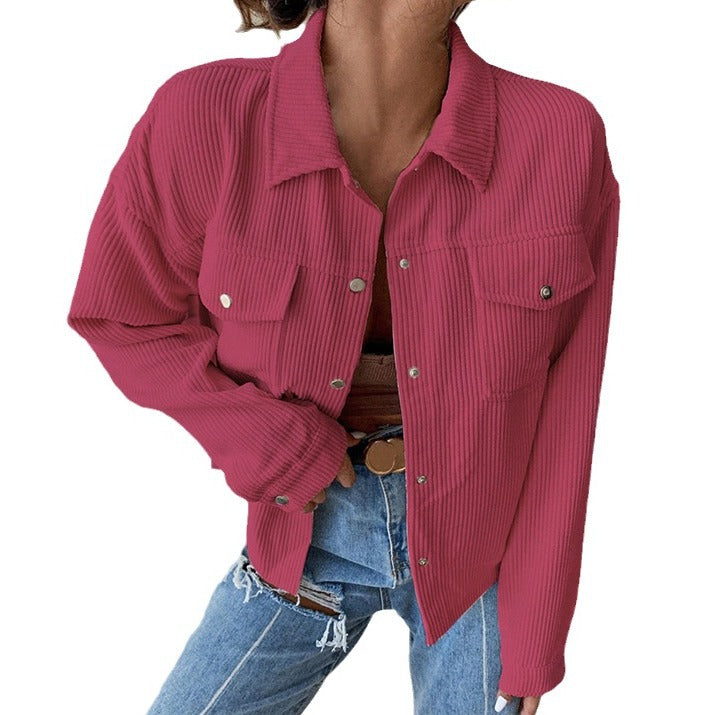 Dame afslappet cordjakke i oversized stil Stilla