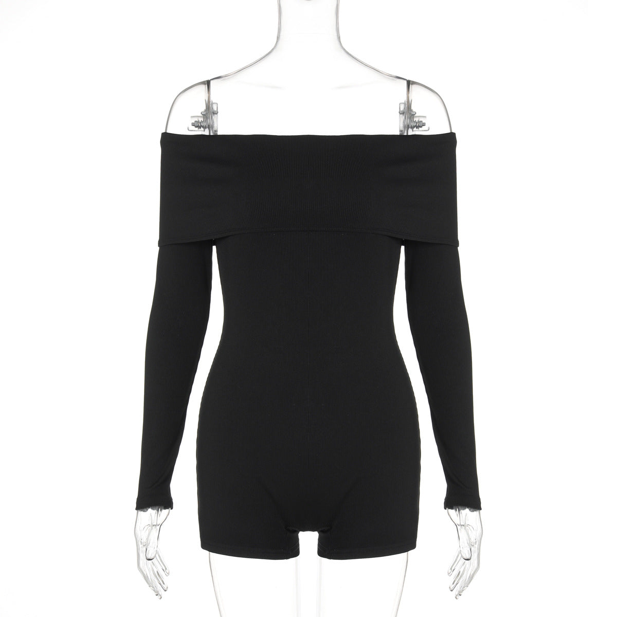 Dame Off-Shoulder Jumpsuit med lange ærmer og figursyet snit Stilla