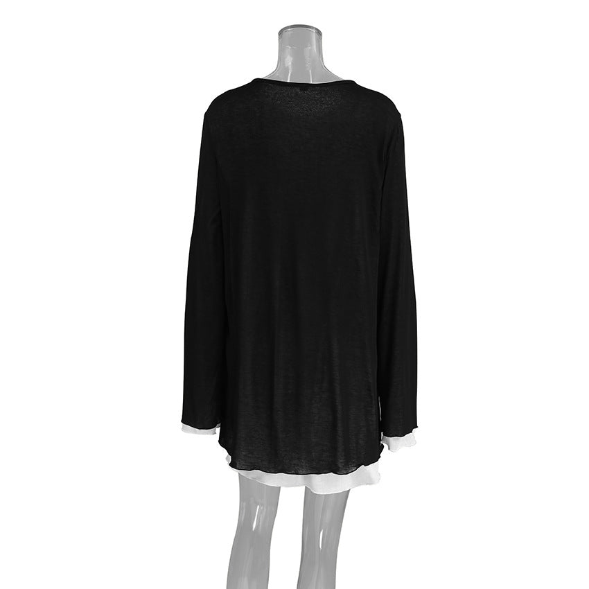 Dame afslappet langærmet sweater med kontrasterende afslutninger Stilla