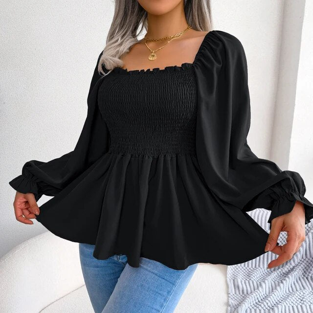 Stilla | Bluse Smocket Bluse Med Pufærmer