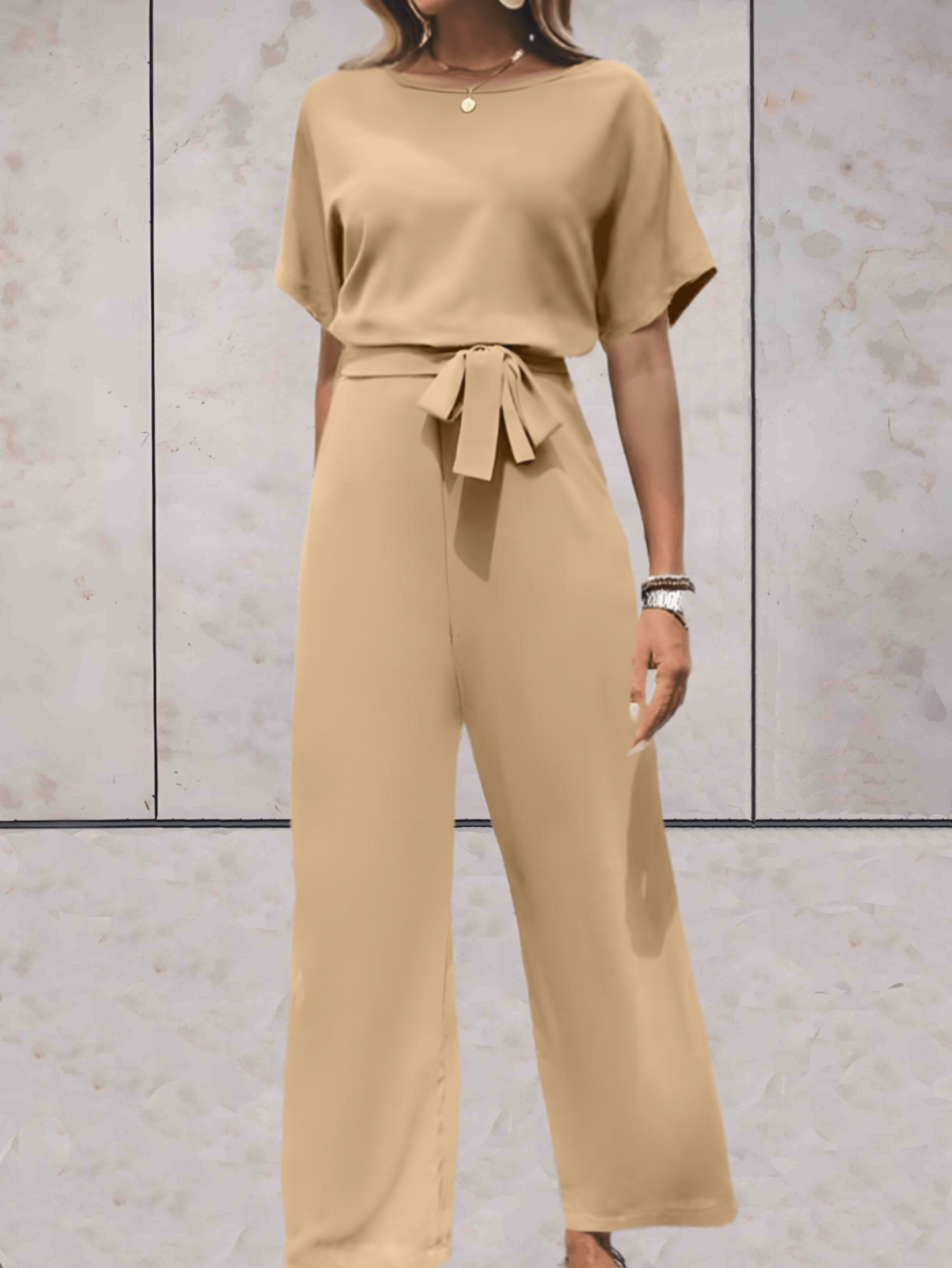 Stilla | komfort 'Lena' Afslappet jumpsuit med korte ærmer og linning