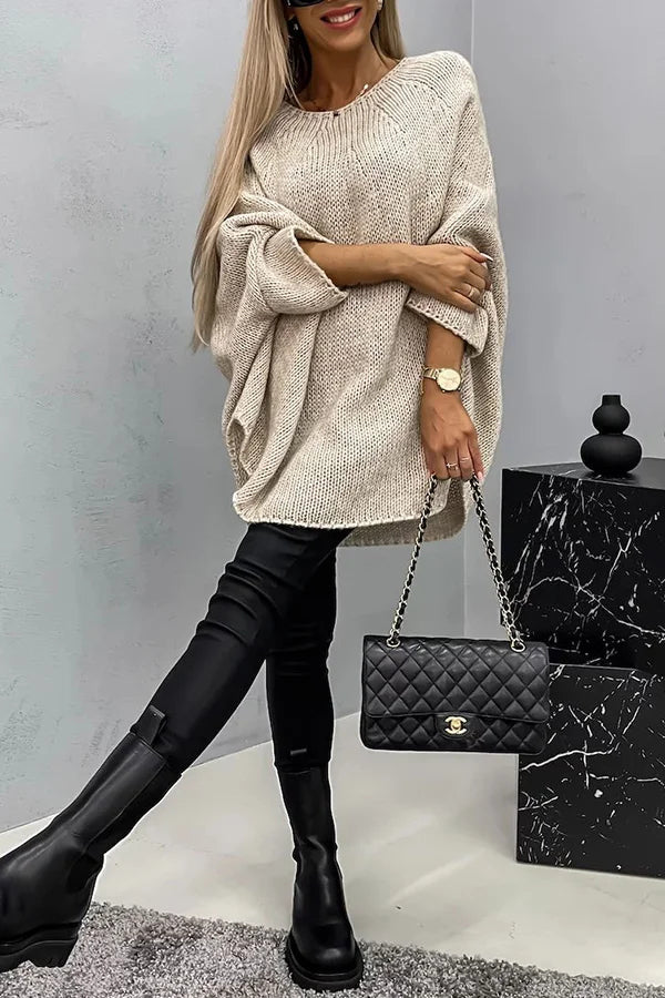 Stilla | Bluse Poncho Af Ribbet Strik Vila