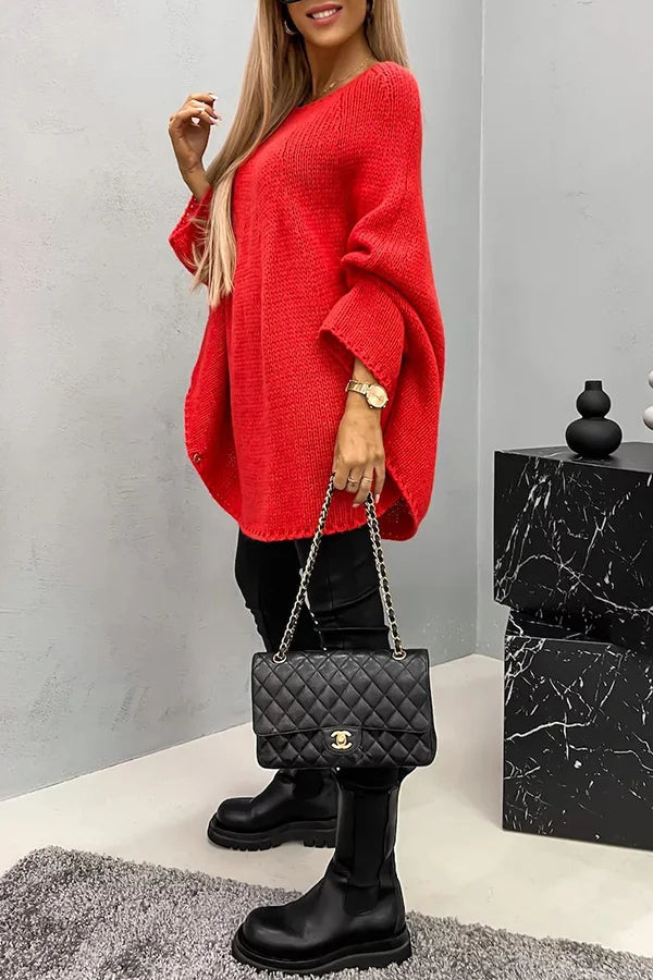 Stilla | Bluse Poncho Af Ribbet Strik Vila