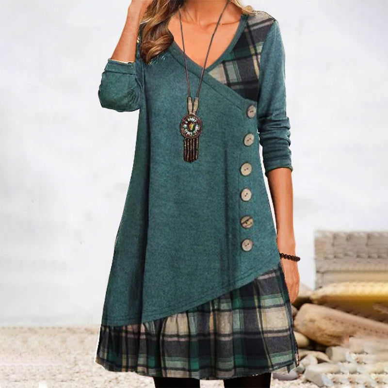 Stilla | Checked Dress with Long Sleeves