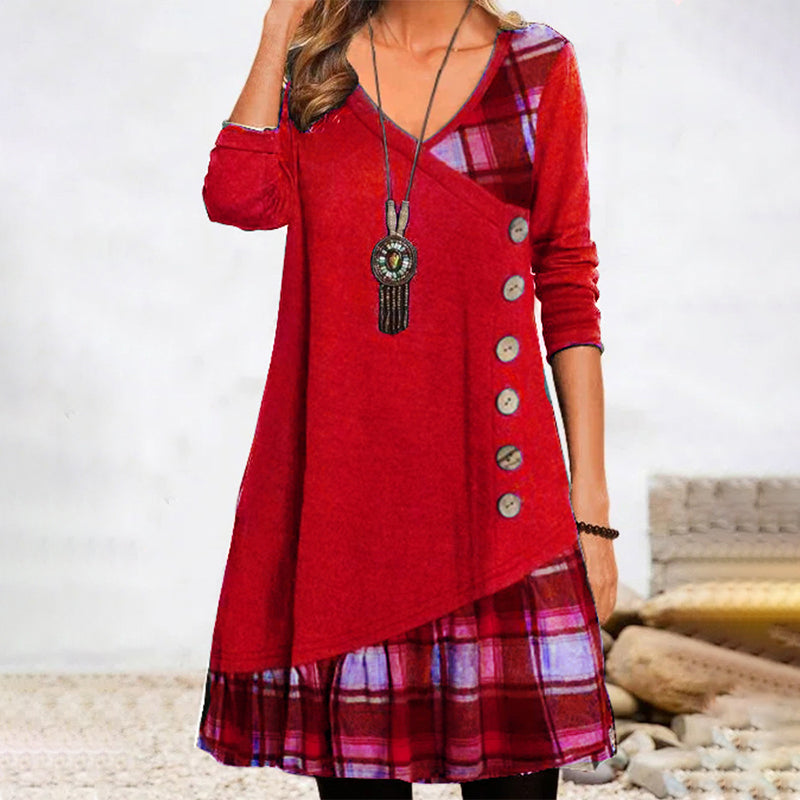 Stilla | Checked Dress with Long Sleeves
