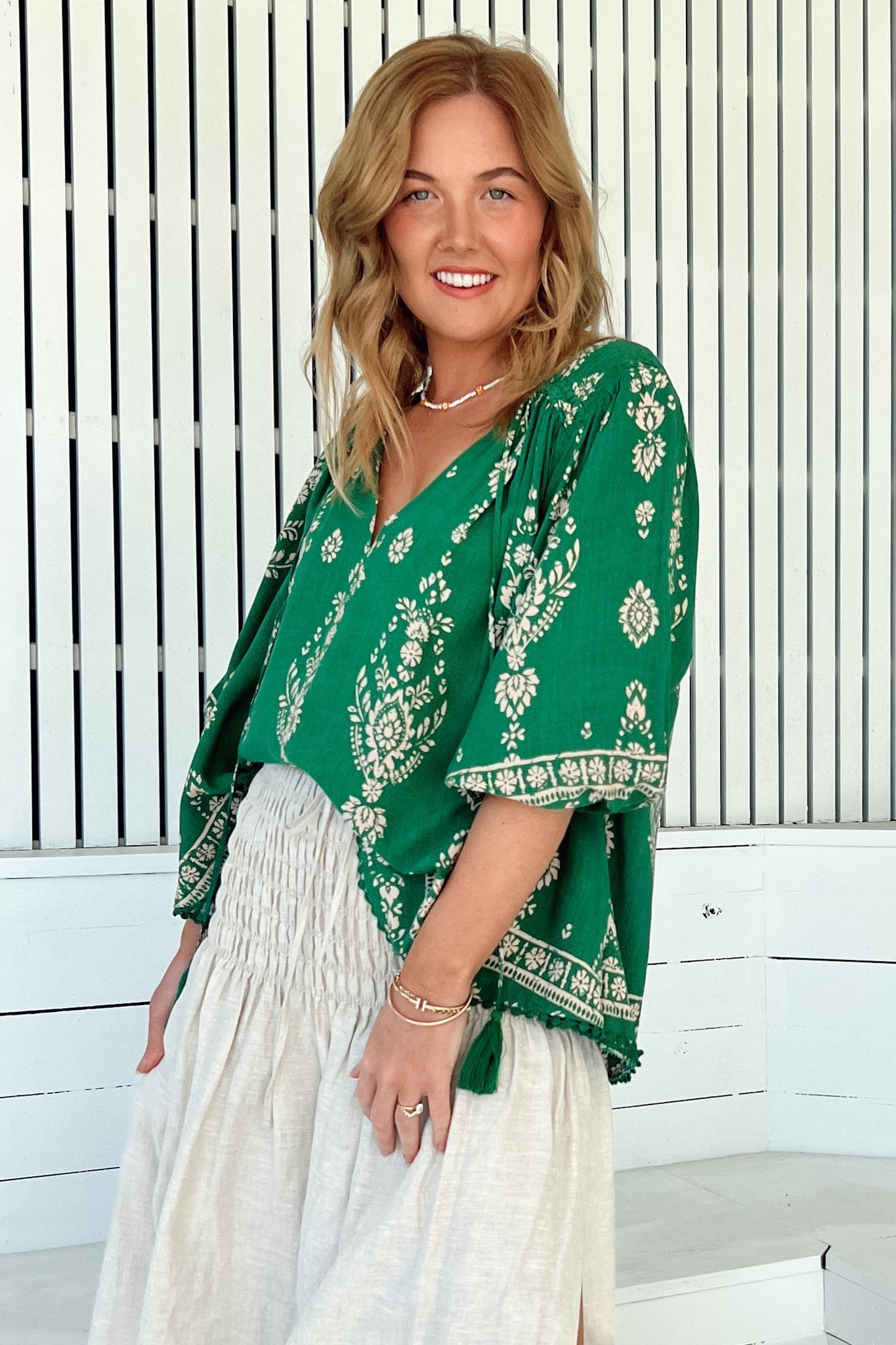 Stilla | Boho Blusentop Med Print