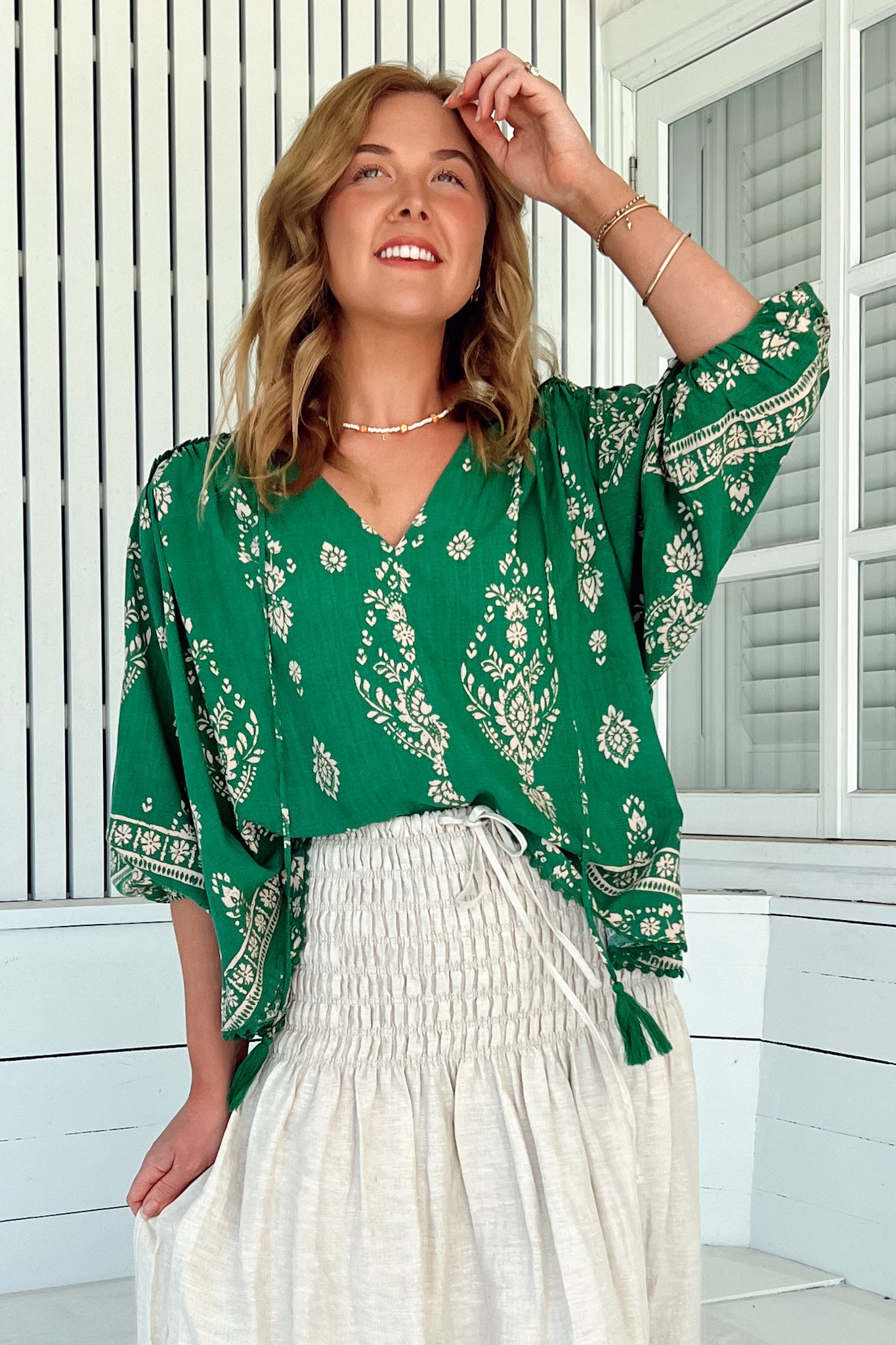 Stilla | Boho Blusentop Med Print