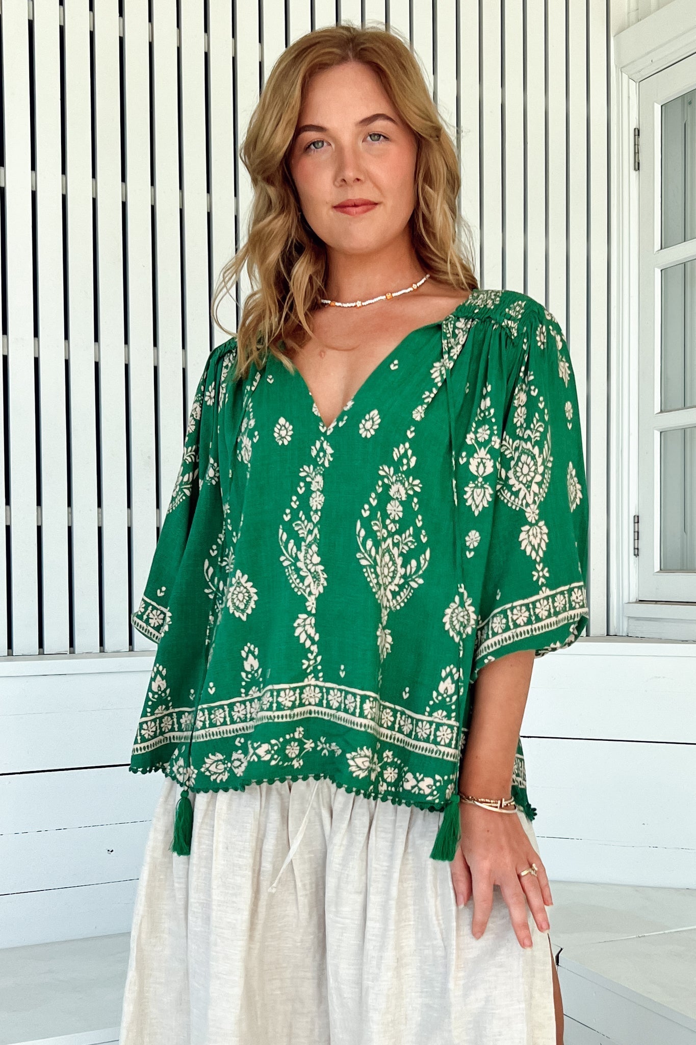 Stilla | Boho Blusentop Med Print