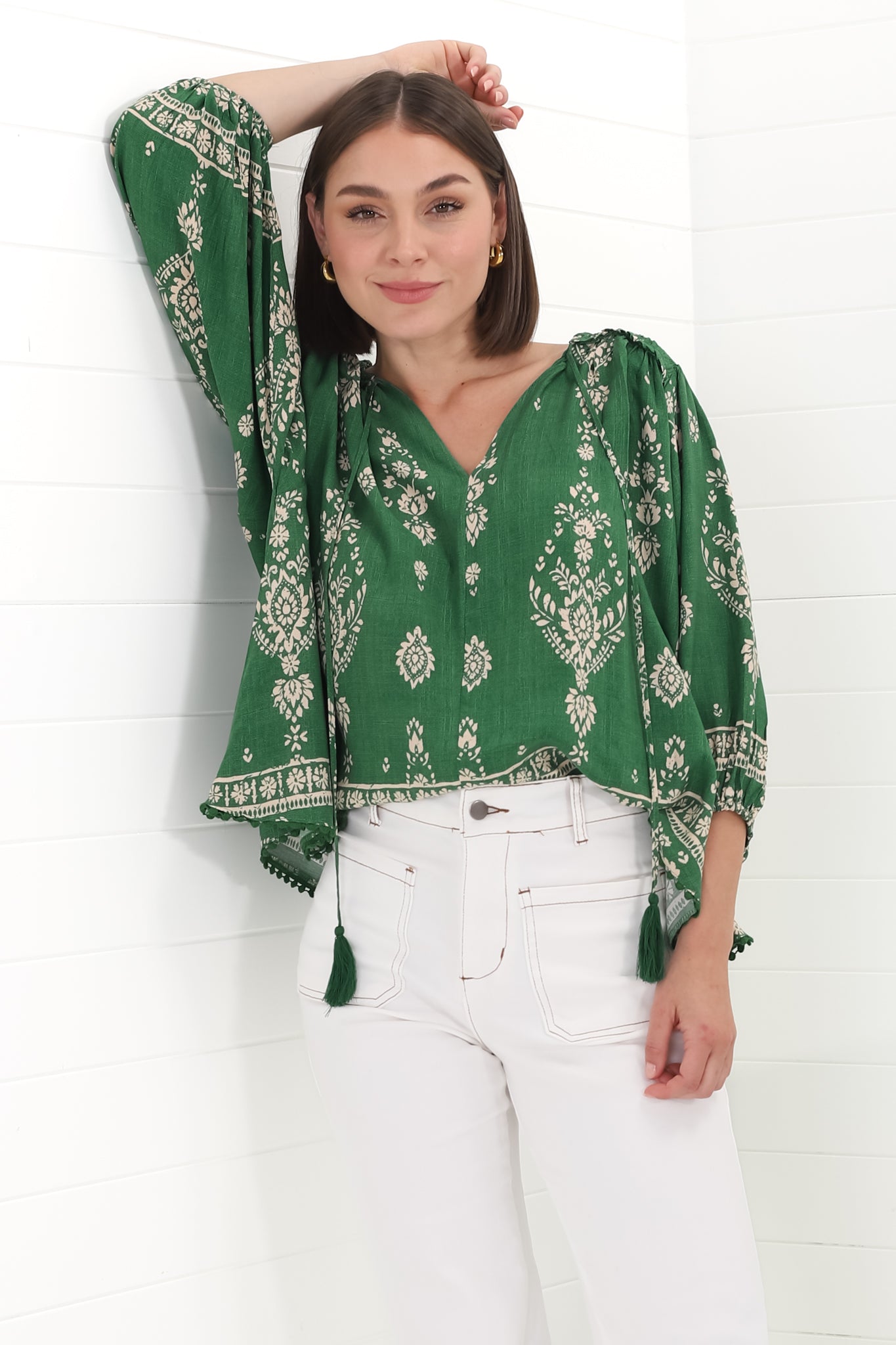 Stilla | Boho Blusentop Med Print