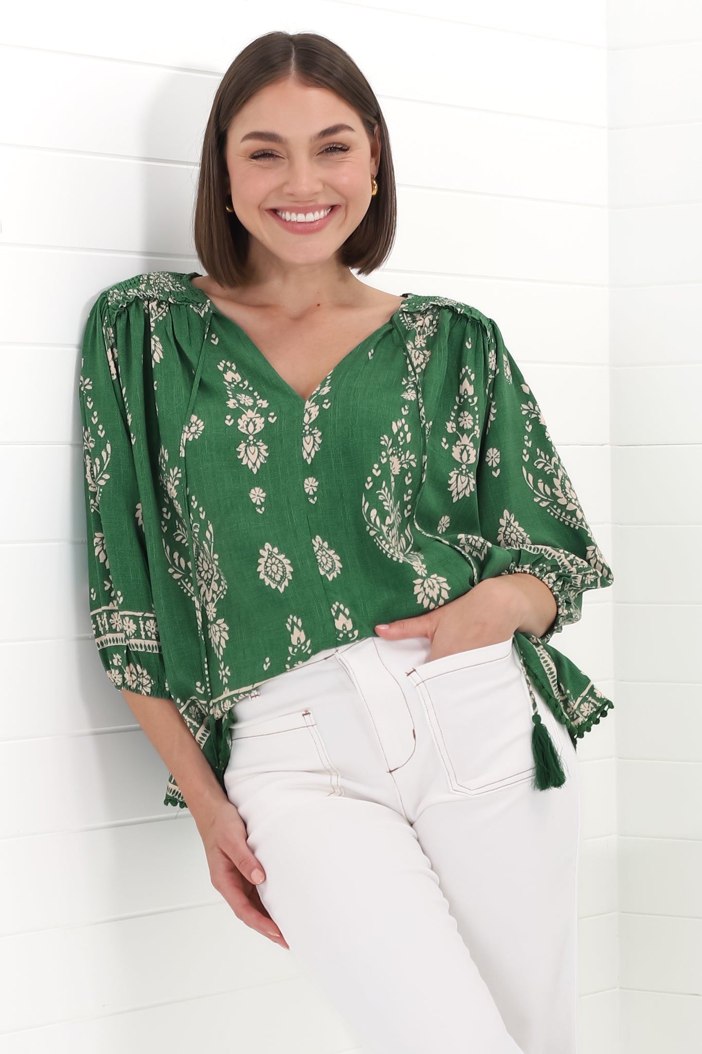 Stilla | Boho Blusentop Med Print