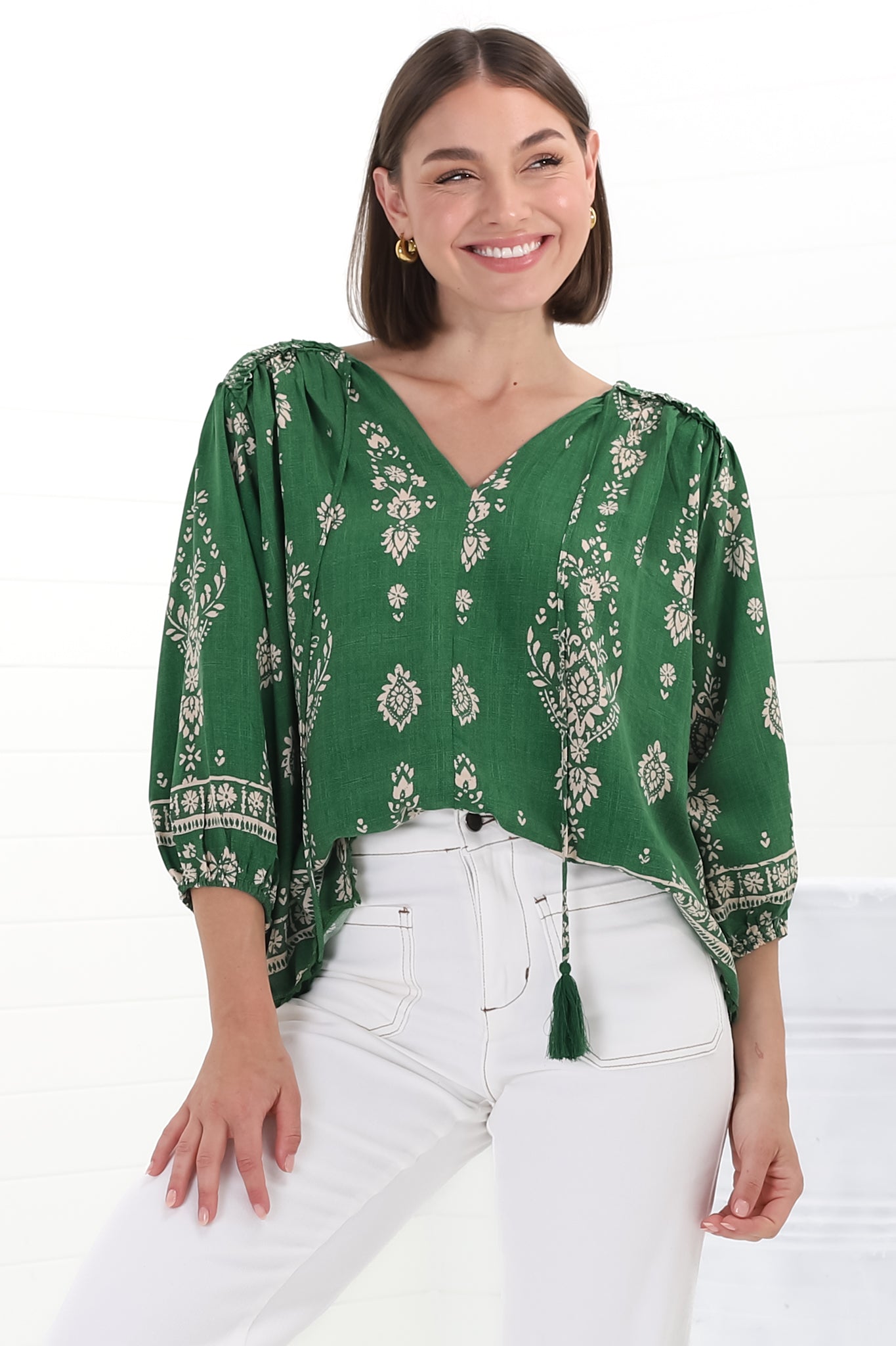 Stilla | Boho Blusentop Med Print