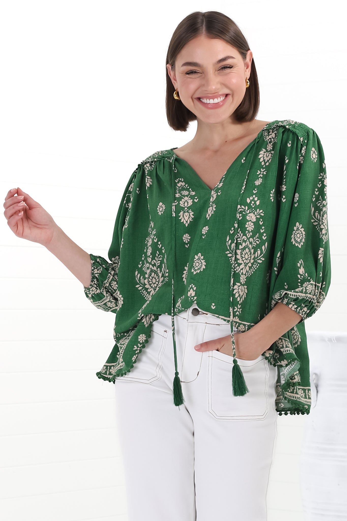 Stilla | Boho Blusentop Med Print