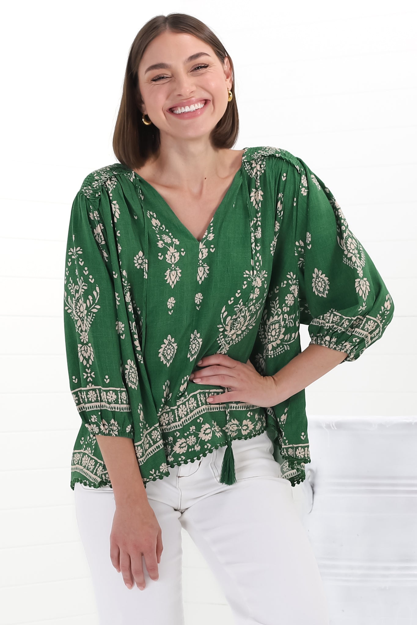 Stilla | Boho Blusentop Med Print