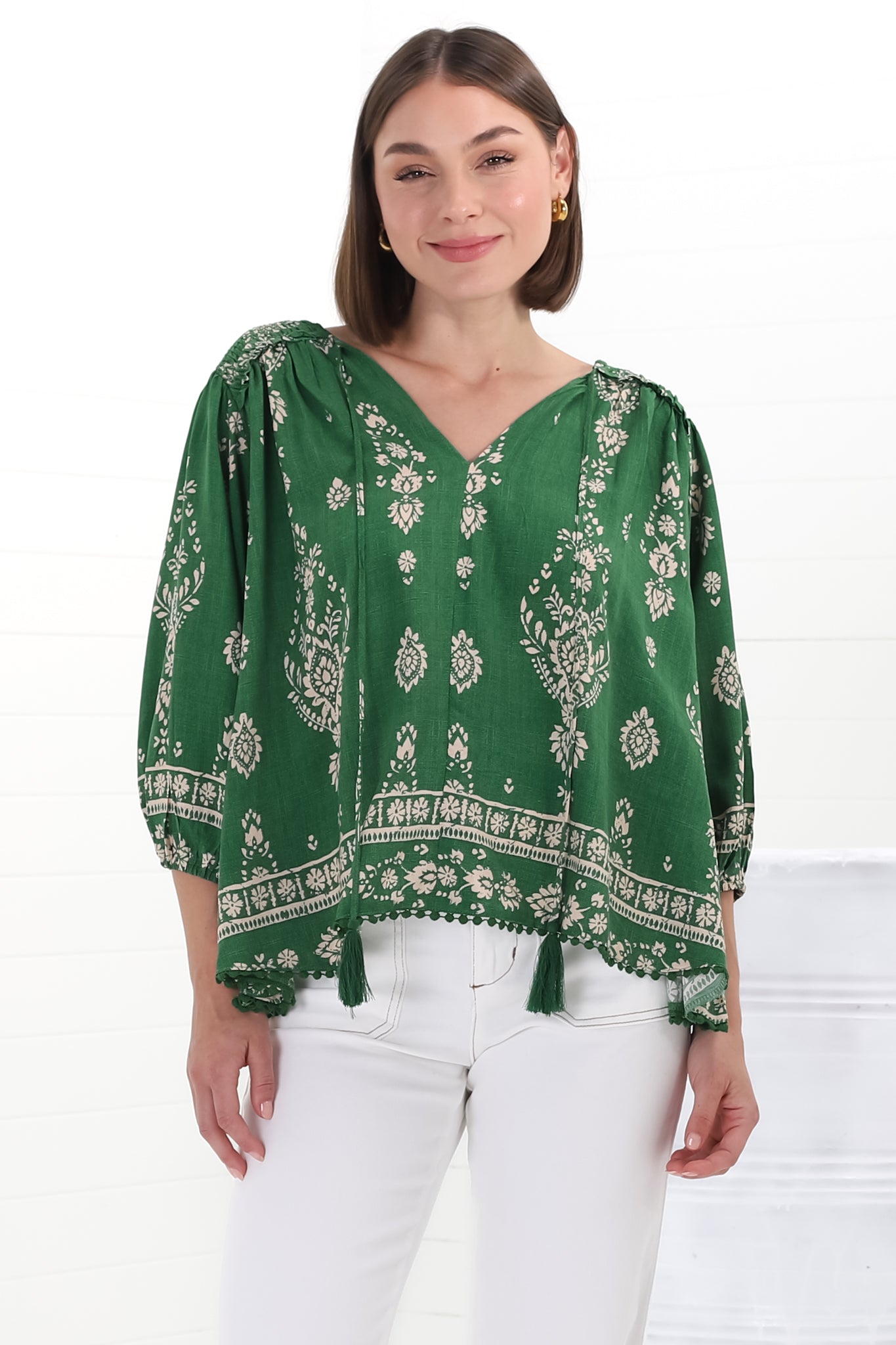 Stilla | Boho Blusentop Med Print