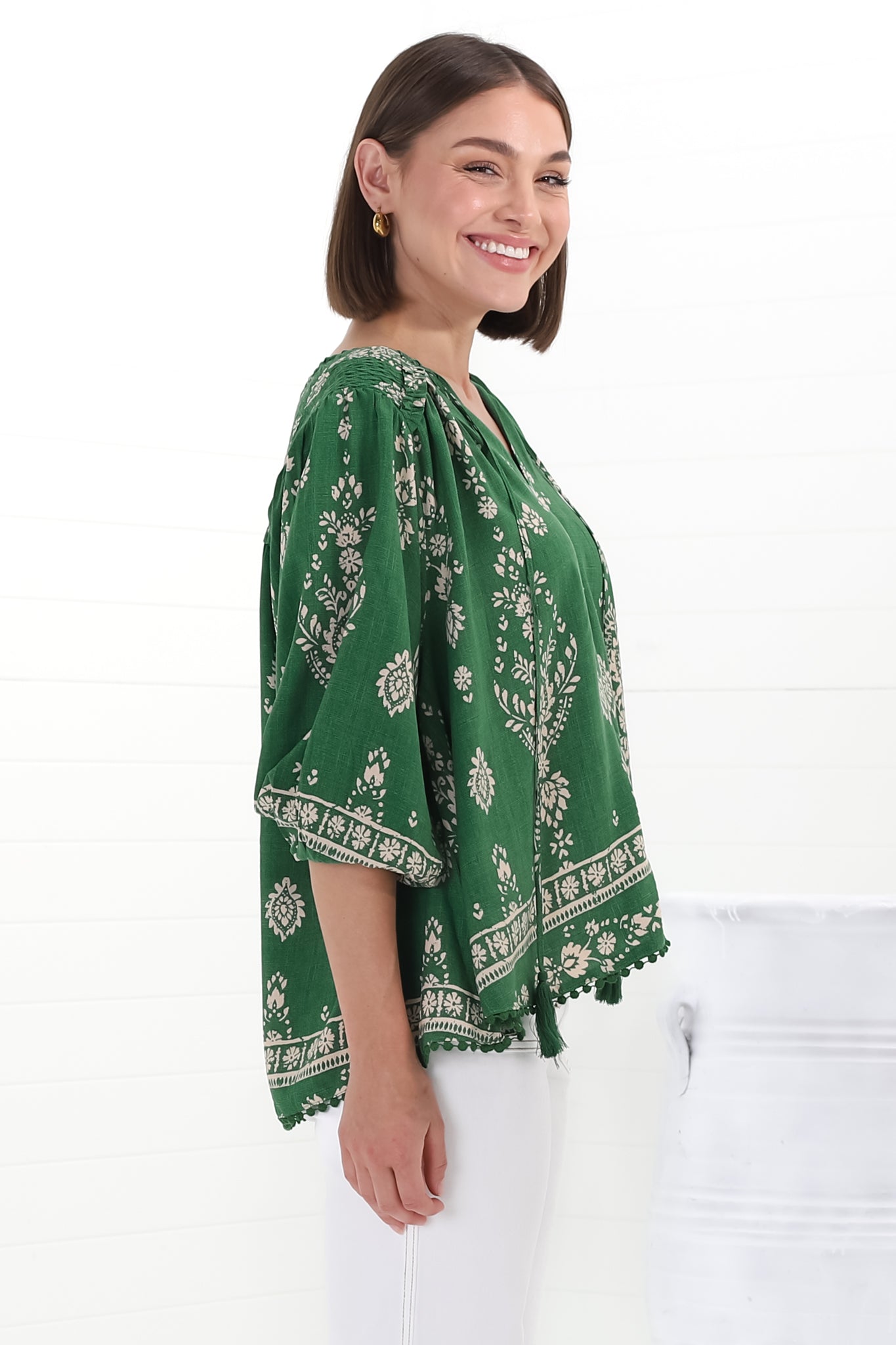 Stilla | Boho Blusentop Med Print