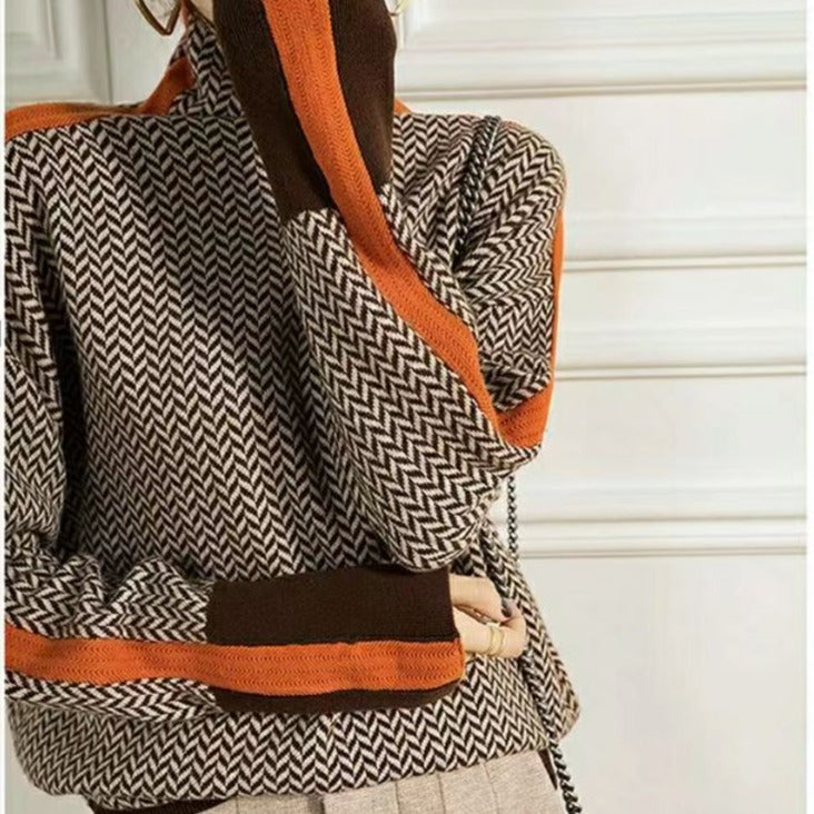 Stilla Geometrisk strikket rullekrave sweater