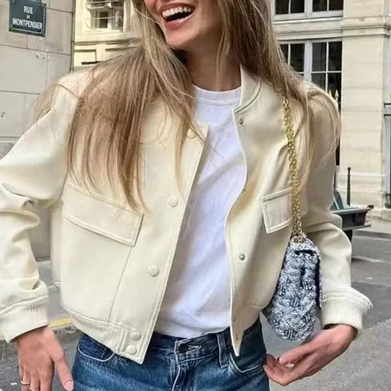 Stilla | Cropped Bomberjakke i Satin