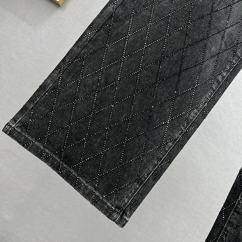 Stilla | Jeans med ternet mønster strass