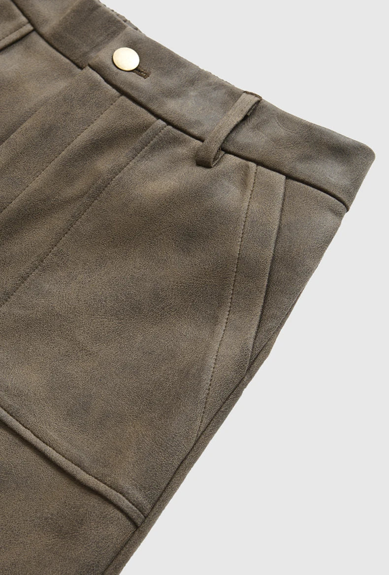 Stilla | Årgang Distressed Ruskind Cargo Bukser