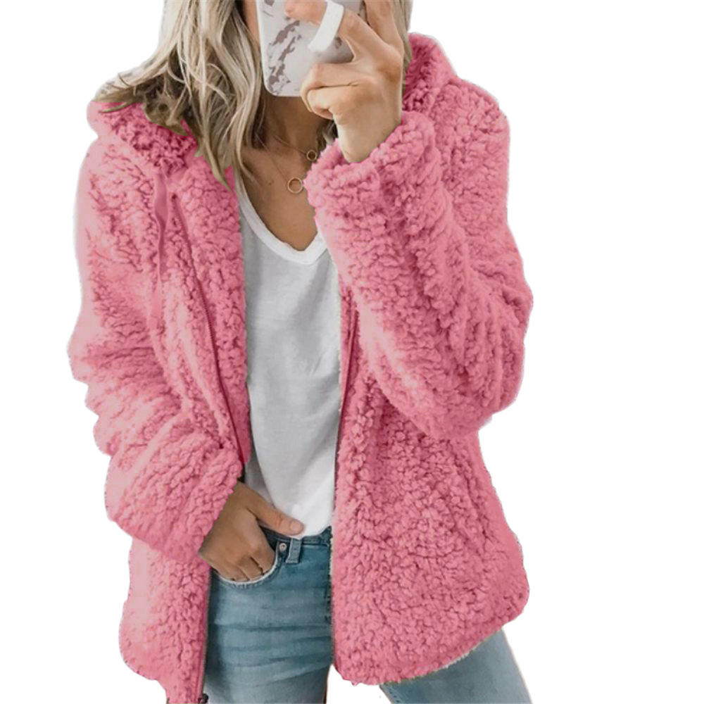 Stilla | Dame Mode Elegant Bamse Teddy Pels Frakke: Blød Fleece Frakke Med Lommer Og Lynlås