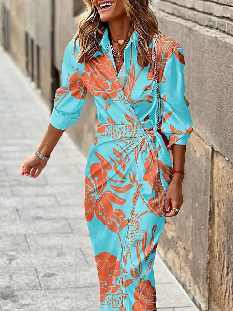 Stilla | Elegante Stribet Wrap Kjole
