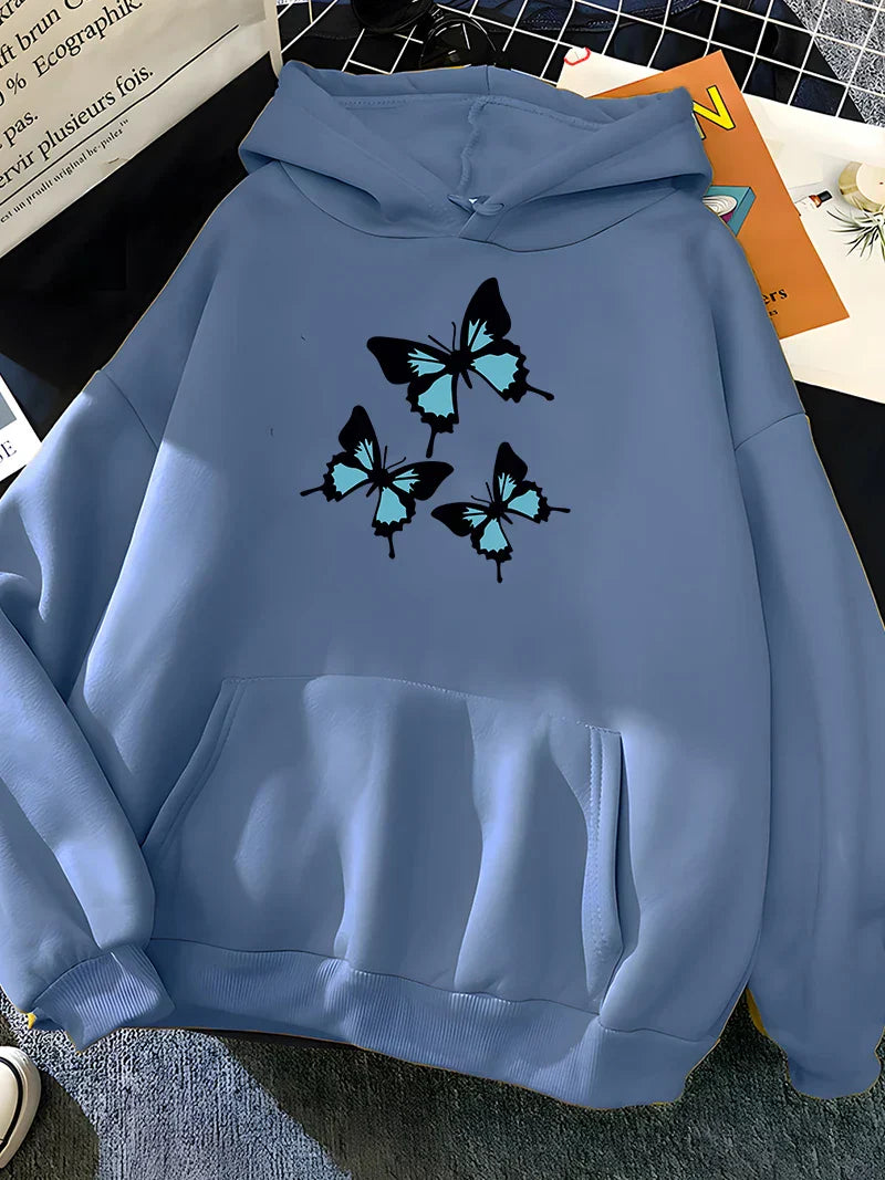 Stilla | Sweatshirts Hættetrøje Med Sommerfugleprint