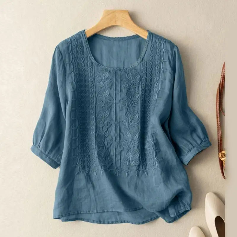 Stilla | Broderet Afslappet Bluse