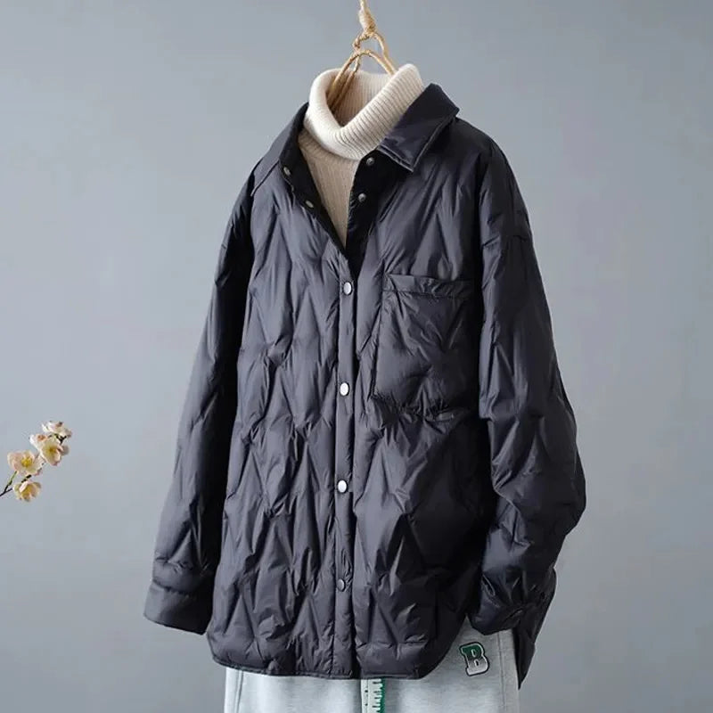 Stilla | Overdimensioneret Quilted Jakke Med Knaplukning