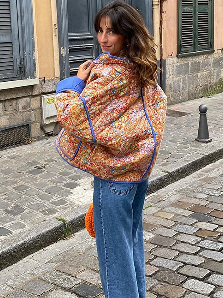 Stilla | Langærmet Varm Streetwear-Jakke Bomuld Med Print