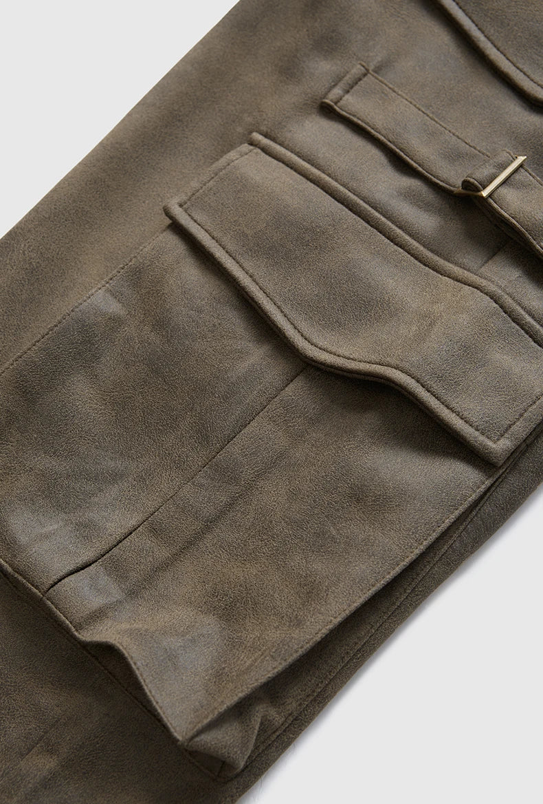 Stilla | Årgang Distressed Ruskind Cargo Bukser