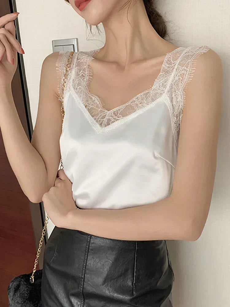 Stilla | Tank top med blonder til kvinder
